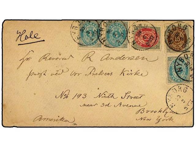 DINAMARCA. 1885. Cover Fron DENMARK, Franked With Single And Pair Of 4 Ore Grey And Ultramarine (top Margin Cut), 12 Ore - Autres & Non Classés