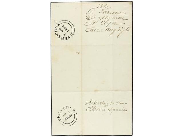 ANTILLAS DANESAS. 1864. Letter From Mr. Parsons On Board R.M.S. ´Clyde´ In ST. THOMAS To The British Consulate In VERACR - Altri & Non Classificati