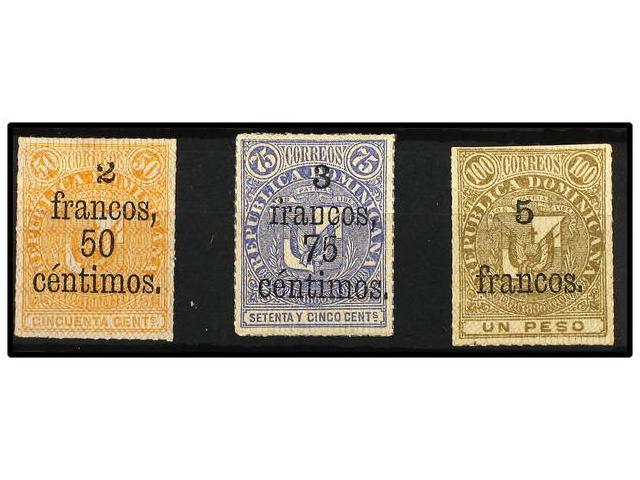 * REPUBLICA DOMINICANA. Yv.58/60. 1883. 2,50 Fr., 3,75 Fr. Y 5 Fr. Finales De Serie. Muy Bonitos Ejemplares. Cat. 370&eu - Autres & Non Classés