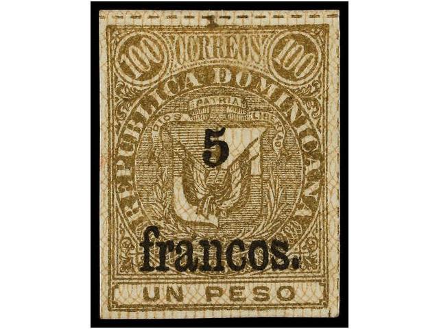 ° DOMINICANA. Yv.60. 1883. 5 Francs S. 1 Peso Oro. Muy Bonito Ejemplar. - Autres & Non Classés