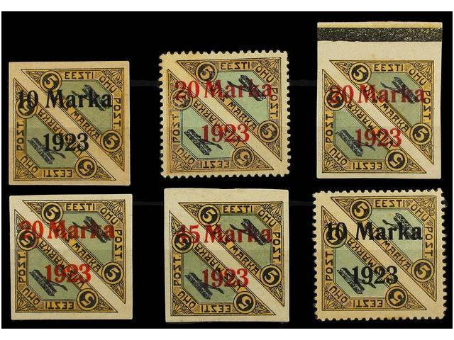 * ESTONIA. Mi.43A/44A, 43B, 44Ba, 44Bb, 45BI. 1923. Toned Gum. Michel.1.320&euro;. - Autres & Non Classés