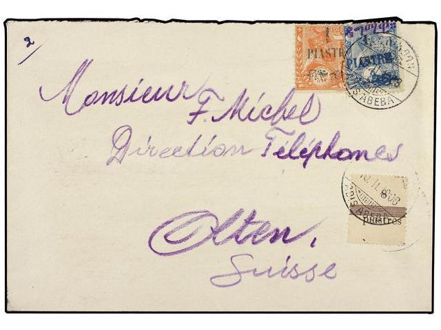 ETIOPIA. Sg.130+135. 1908 (Feb 10). Cover Addressed (probably From) And To F. Michel In OLTEN (Switzerland) (Michel Was - Autres & Non Classés