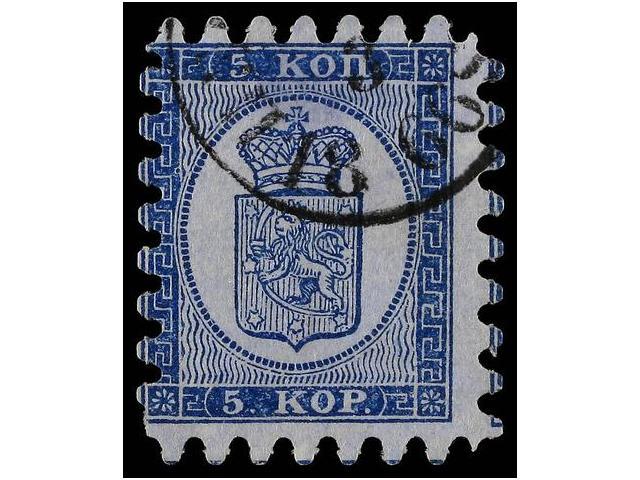 ° FINLANDIA. Mi.3B. 1860. 5 K. Blue. Fine. Michel.350&euro;. - Autres & Non Classés