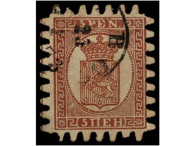 ° FINLANDIA. Mi.5Cx. 1866. 5 P. Brown-lilac. Michel.250&euro;. - Autres & Non Classés