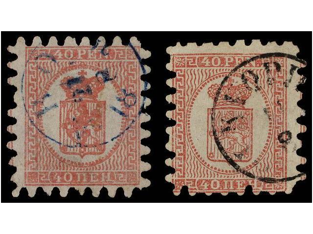 ° FINLANDIA. Mi.9Bx (2). 1866. 40 P. Rose. Two Stamps. Fine. Michel.200&euro;. - Autres & Non Classés