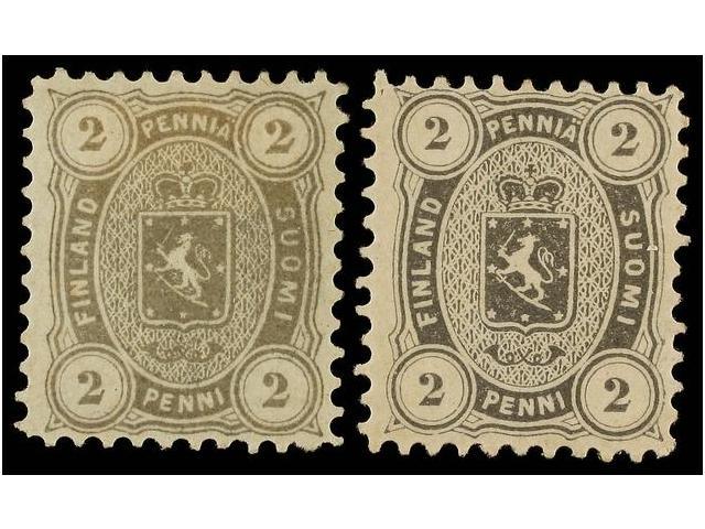 * FINLANDIA. Mi.12Ax, 12Ay. 1875. 2 P. Grey And Grey-black. Fine. Michel.150&euro;. - Autres & Non Classés