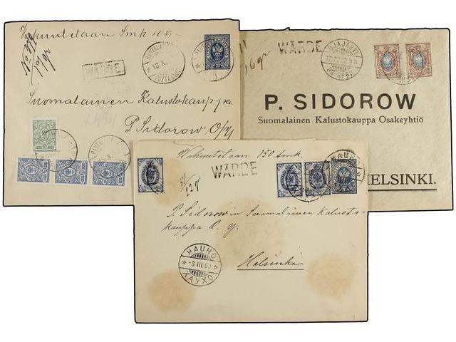 FINLANDIA. 1900 A 1912. 3 Covers, Different Franking. DECLARED VALUE Of 95 MK, 105 MK And 150 MK. - Autres & Non Classés