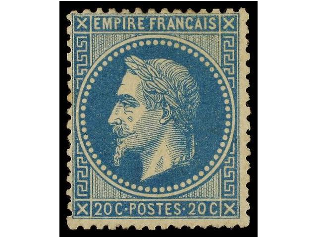 * FRANCIA. Yv.29B. 1868. 20 Cts. Blue, Regular Centered. Yvert.250&euro;. - Autres & Non Classés