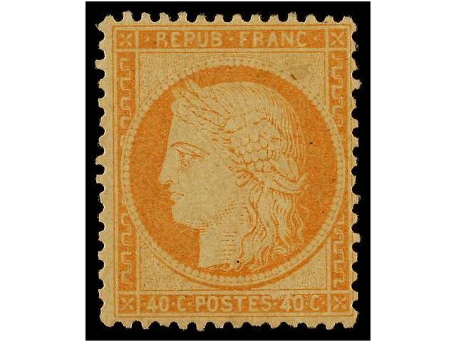 * FRANCIA. Yv.38. 1870. 40 Cts. Orange With Original Gum. Cert. V. Der WEID. Yvert.725&euro;. - Autres & Non Classés