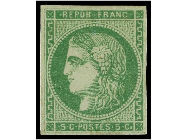 * FRANCIA. Yv.42B. 1870. 5 Cts. Green. Fresh Colour, Complete Margins. Yvert.350&euro;. - Autres & Non Classés