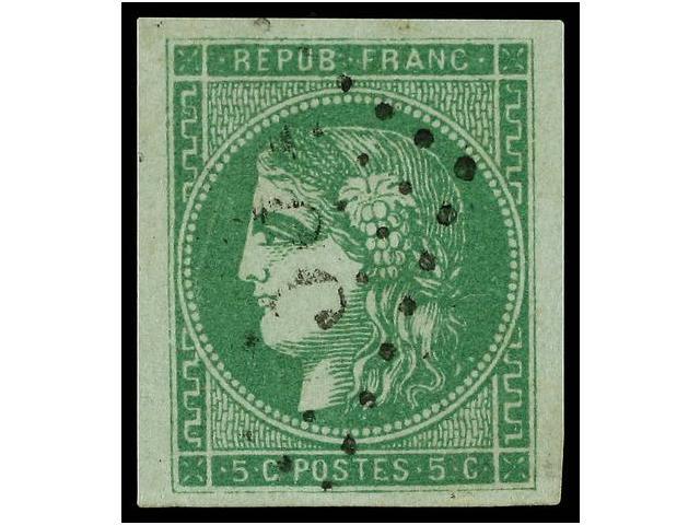 ° FRANCIA. Yv.42B. 1870. 5 Cts. Verde. Margenes Excepcionales. LUJO. Yvert.250&euro;. - Sonstige & Ohne Zuordnung