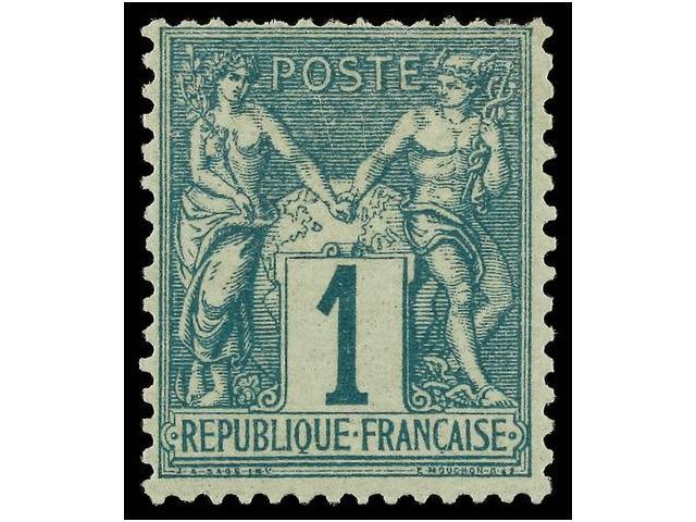 * FRANCIA. Yv.61. 1876-78. 1 Cto. Green, Fresh Colour. Yvert.200&euro;. - Autres & Non Classés