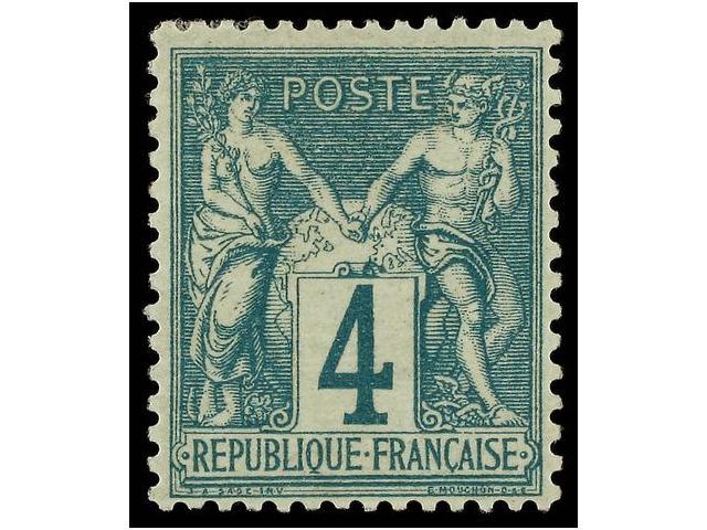 * FRANCIA. Yv.63. 1876-78. 4 Cts. Green, Fresh Color, Well Centered. Yvert.220&euro;. - Autres & Non Classés