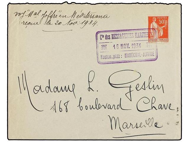 FRANCIA. 1934. ISTAMBUL A MARSELLA. 50 Cts. Rojo, Mat. CIA. DES MESSAGERIES MARITIMES/NAUTONAPHTE:MARECHAL-JOFRE (Salles - Autres & Non Classés