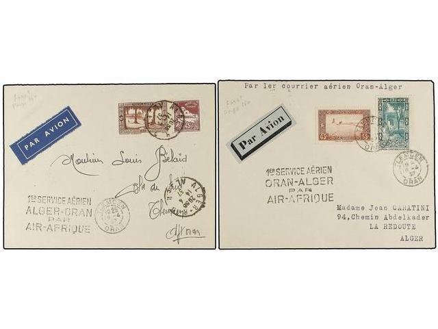 ARGELIA. 1937 (14-16 De Abril). ALGER A TLEMCEN. Dos Cartas Circuladas En El Primer Vuelo ALGER-ORAN Y ORAN-ALGER (Mu. 8 - Autres & Non Classés