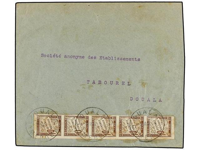 CAMERUN: COLONIA FRANCESA. 1924. Internal Mail Envelope Bearing French General Colony Postage Dues 10 Cents Brown (strip - Autres & Non Classés