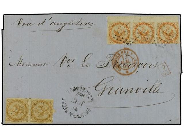 GUADALUPE. 1864 (June 26). Entire Letter From Pointe A Pitre Via UK To France Franked By General Issues 1859 10c. Bistre - Autres & Non Classés