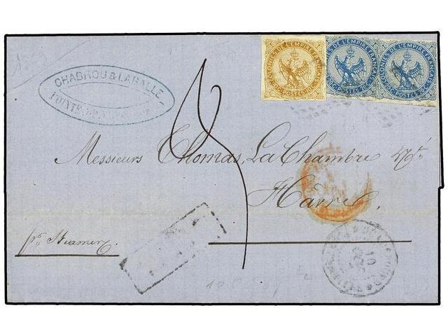 GUADALUPE. Ce.3, 4. 1869 (Oct 10). Entire Letter To From POINTE A PITRE To LE HAVRE, Underpaid With 1859/65 Eagle 10c. B - Autres & Non Classés