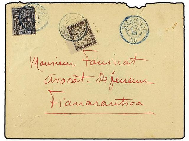 MADAGASCAR. Ce.32, T19. 1901 (Feb 26). Cover Addressed To FIANARAUTSOA Franked By 196 10c. Black On Lilac Tied By MADAGA - Autres & Non Classés