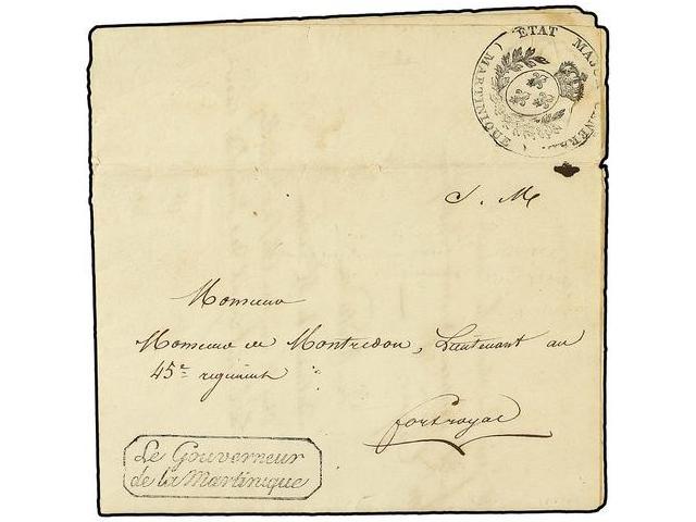 MARTINICA. (1820 CA.). Entire Letter On Government Of Martinique Paper, Signed By The Captain Of Grenadiers Of The 45th - Autres & Non Classés