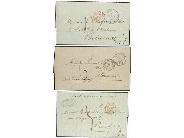 MARTINICA. 1846-66. Conjunto De 6 Cartas De SAINT PIERRE A FRANCIA Con Diferentes Marcas De Tasa ´4´, ´6´, ´8´, ´9´, ´12 - Autres & Non Classés