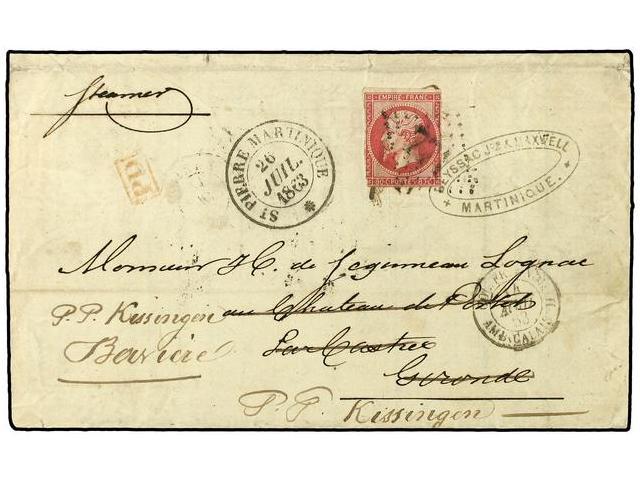 MARTINICA. 1863 (July 26). Entire Letter To Castres, France; Sent Stampless With Fine ´ST. PIERRE MARTINIQUE´ Cds At Lef - Autres & Non Classés