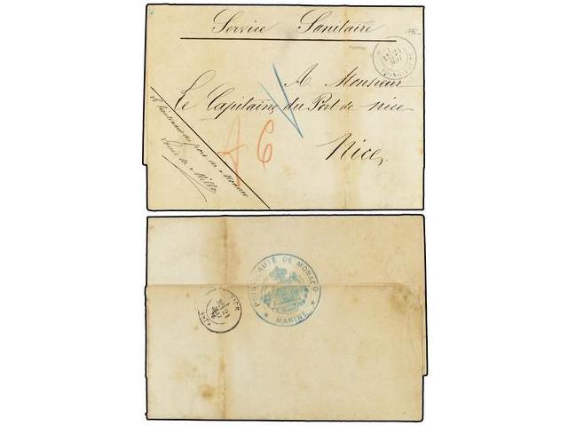 MONACO. 1876 (May 21). Folded Entire Letter To ´Le Capitaine Du Port De Nice´ Endorsed At Top ´Service Sanitaire´ Sent B - Autres & Non Classés