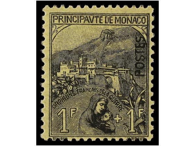 * MONACO. Yv.32. 1919. 1 F + 1 F Black On Yellow. Light Hinged. Yvert.400&euro;. - Autres & Non Classés