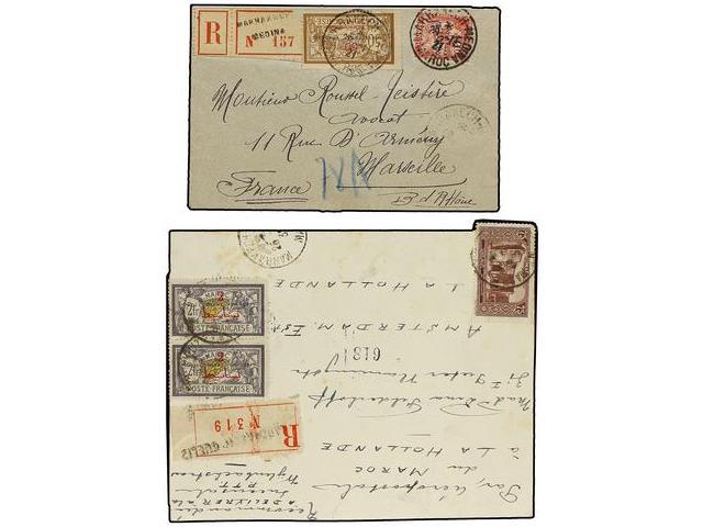 MARRUECOS FRANCES. 1921-27. Conjunto De 5 Cartas Certificadas, Diversos Franqueos. - Autres & Non Classés