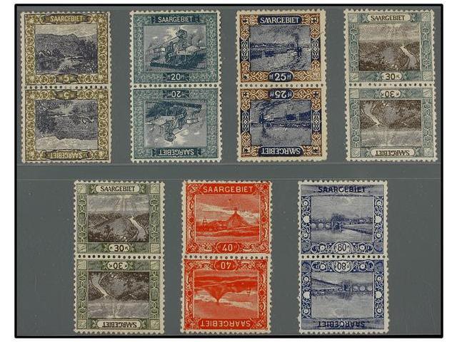 * SARRE. Yv.53c, 55b, 56c, 57c, 57d, 58a, 61a. 1921. SEVEN Pairs TETE-BECHE. Yvert.285&euro;. - Autres & Non Classés