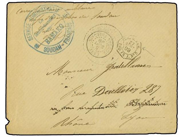 SUDAN. 1899 (Sept 5). Military Concession Stampless Cover With Blue ´Service Administratif-Le Sous Ordonnateur-Bamako-So - Autres & Non Classés