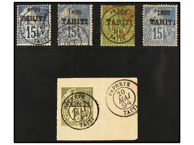 */°/ TAHITI. Yv.24 (3), 25, 30. 1893. Lot Of Mint And Used Stamps. FINE. Yvert.275&euro;. - Autres & Non Classés
