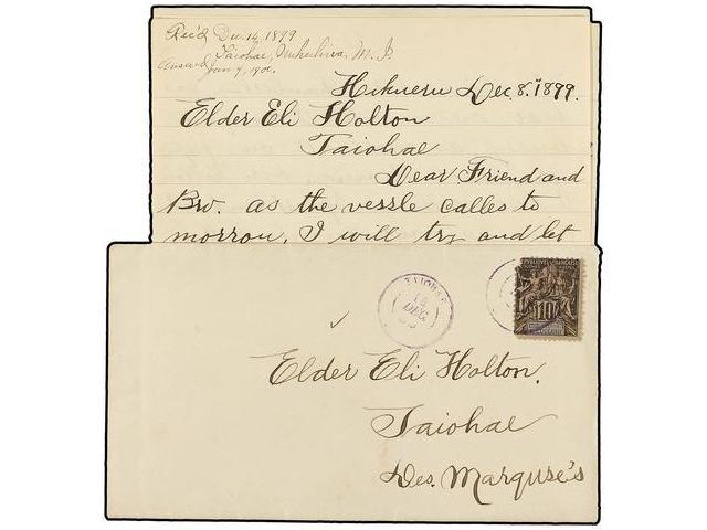 TAHITI. 1899. Cover With Contens, Datalined HIKUERU Small Island (only 5,11 Km2) Located 700 Km. East Of Tahiti Send Wit - Autres & Non Classés