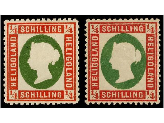 * HELIGOLAND. Mi.8a, 8b. 1875. 1/4 S. Red And Green And Rose Lilac And Green. FINE. Michel.440&euro;. - Autres & Non Classés