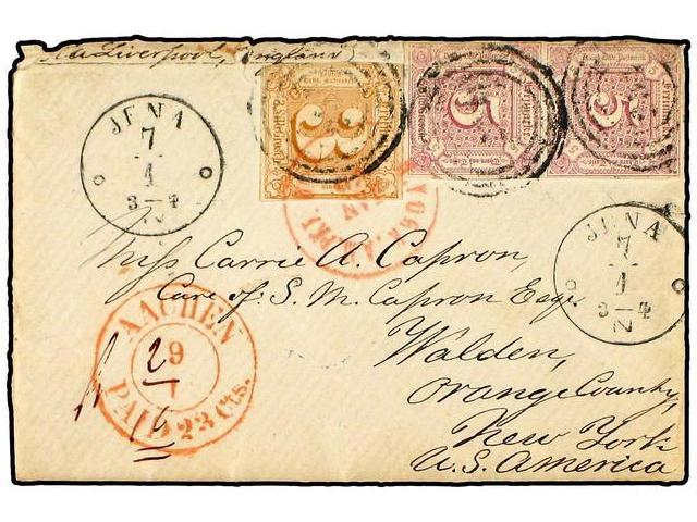 ALEMANIA ANTIGUOS ESTADOS: TOUR Y TAXIS. 1866. Cover Franked With Thurn & Taxis 3 Sgr. Bistre And Pair 5 Sgr. Lilac (Mi - Autres & Non Classés