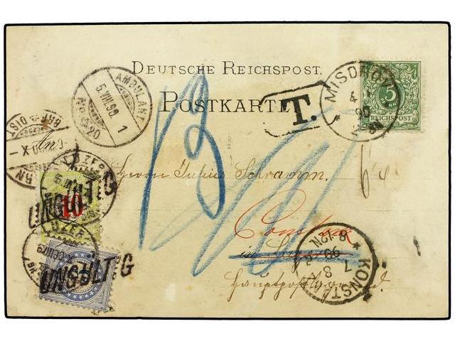 ALEMANIA. 1890. MISDROV To LUZERN (Switzerland). Postcard Franked By German 5 Pf. Green. Taxed On Arrival With Swiss 3 R - Autres & Non Classés