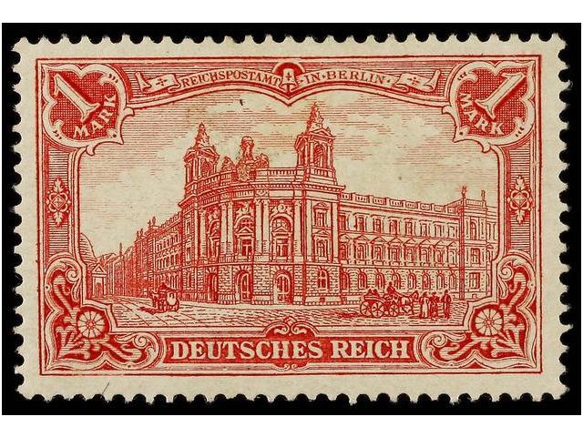 ** ALEMANIA. Mi.78Ab. 1902. 1 Mk. Rojo Carmín. LUJO. Cert. BUHLER. Michel.1.900&euro;. - Autres & Non Classés