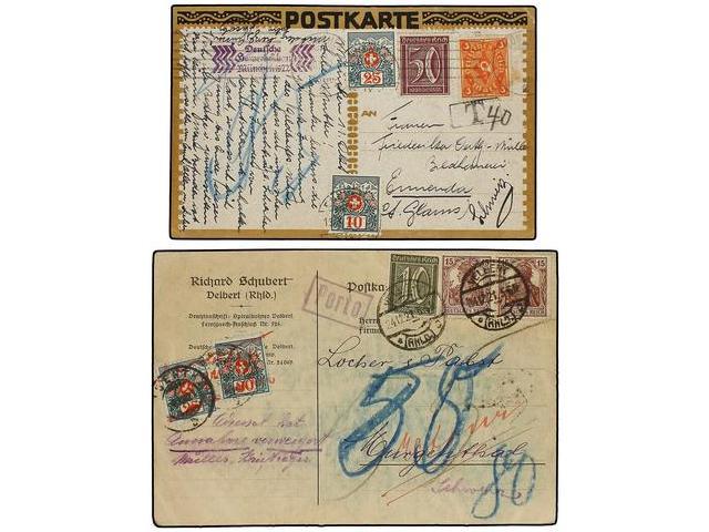 ALEMANIA. 1921-25. 4 Covers And Cards With Swiss Postage Due Stamps. - Autres & Non Classés