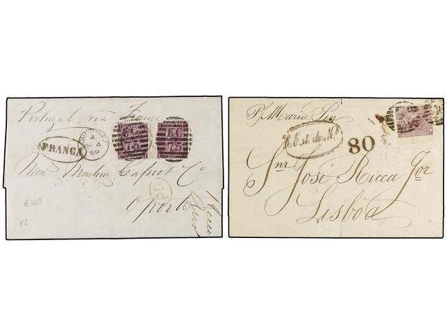 GRAN BRETAÑA. 1865-69. 2 Covers To OPORTO (Potugal) Franked By 6 P. And 6 + 6 P. - Autres & Non Classés