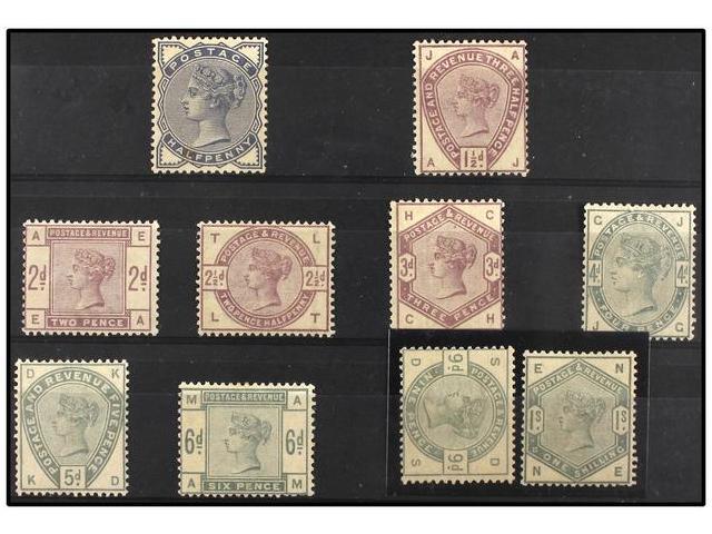 * GRAN BRETAÑA. Sg.187/196. 1883. COMPLETE SET. Fresh Colour And Usual To Good Centering. 6 P. Stamp Light Corner Thin. - Autres & Non Classés