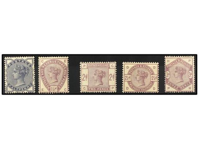* GRAN BRETAÑA. Sg.187/91. 1883. 5 Stamps, Fresh Colours. Light Hinged. Stanley Gibbons.762£. - Autres & Non Classés