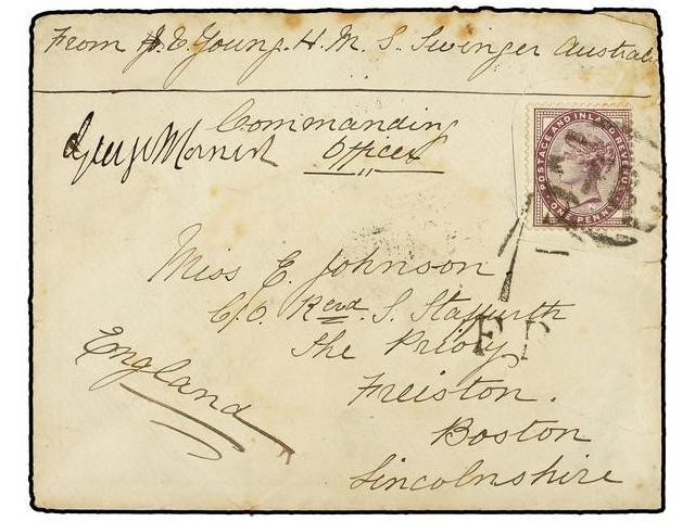 AUSTRALIA. Sg.172. 1888. Sailor´s Concession Rate Cover To BOSTON (UK) Endorsed At Top ´From J. E. Young, HMS Swinger, A - Autres & Non Classés