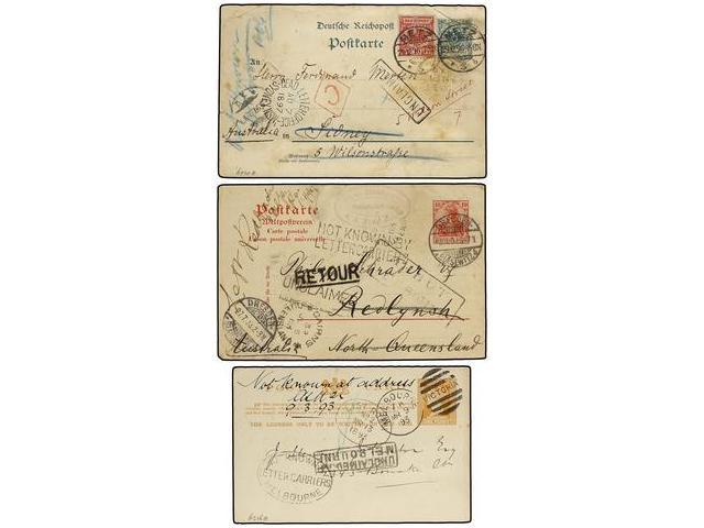 AUSTRALIA. 1893-1903. 3 Covers Or Cards Set To AUSTRALIA With Diverse INSTRUCCIONAL MARKS. INTERESTING GROUP. - Autres & Non Classés