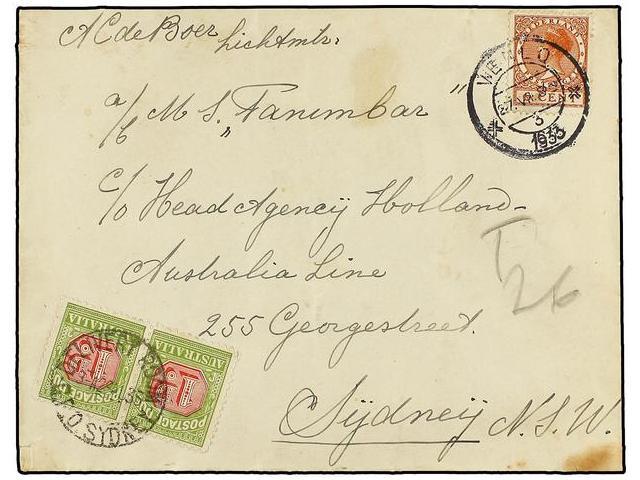 AUSTRALIA. 1933. WENLO (Netherlands) To SYDENEY. 6 Cent.  Red Brown, Taxed On Arrival With Australian 1 D. Green And Red - Autres & Non Classés