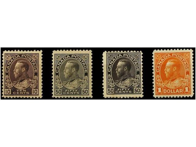 * CANADA. Sg.210, 214/15, 255. 1911-22. GROUP Of 4 Stamps. Fresh Colours. Original Gum. Stanley Gibbons.345£. - Autres & Non Classés