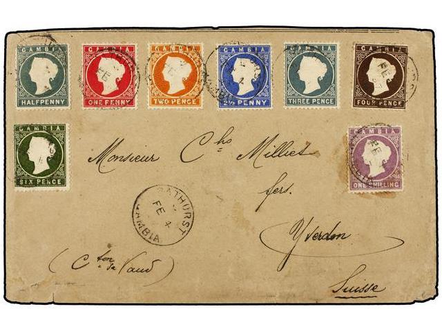 GAMBIA. Sg.21/35. 1897. BATHURST To SWITZERLAND. Complete Set On Cover. Arrival On Back. - Autres & Non Classés