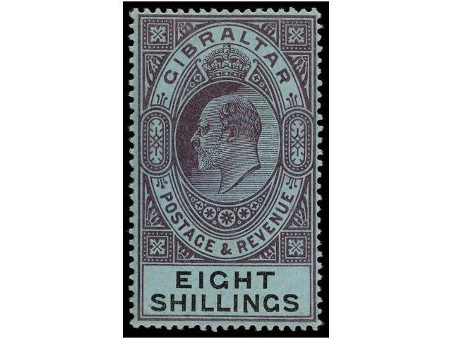 * GIBRALTAR. Sg.54. 1903. 8 Sh. Dull Purple And Black, Light Hinged. Stanley Gibbons.160£. - Autres & Non Classés