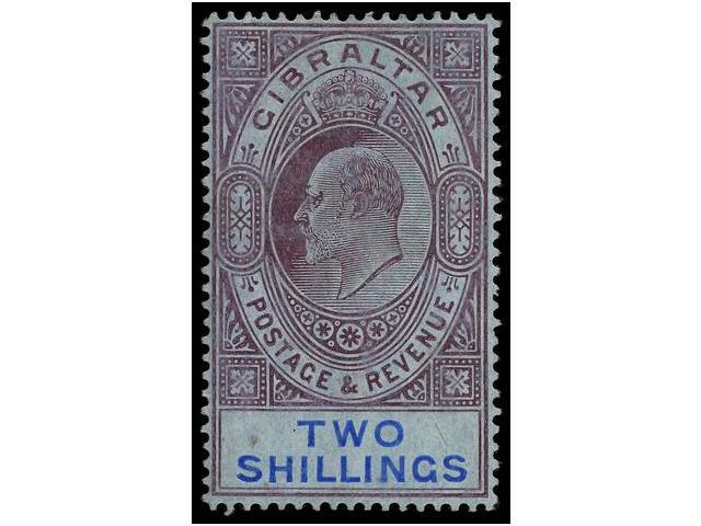 * GIBRALTAR. Sg.72. 1906. 2 Sh. Purple And Blue. Light Hinged. Stanley Gibbons.60£. - Autres & Non Classés