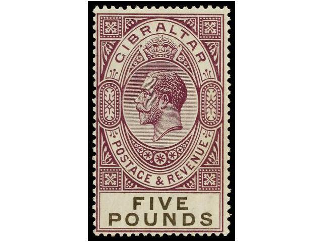 * GIBRALTAR. Sg.108. 1925. 5 Pounds Violet And Black, Light Hinged. Cert. A. DIENA. Stanley Gibbons.1.600£. - Autres & Non Classés