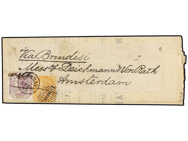 INDIA INGLESA. 1872. BOMBAY To AMSTERDAM (Holland). Current Price List Of Finlay And Scott Co. Send With 8 Pies Lilac An - Andere & Zonder Classificatie